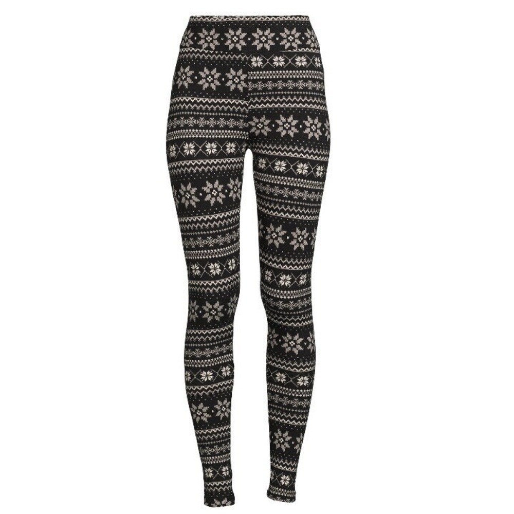 Time and Tru Womens Fair Isle Leggings XXL 20 New with Tags Black High Rise Soft